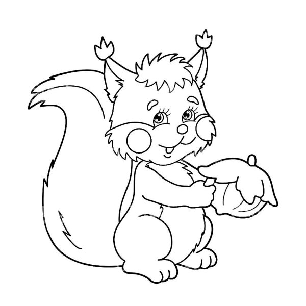 Белочка с корзинкой раскраска