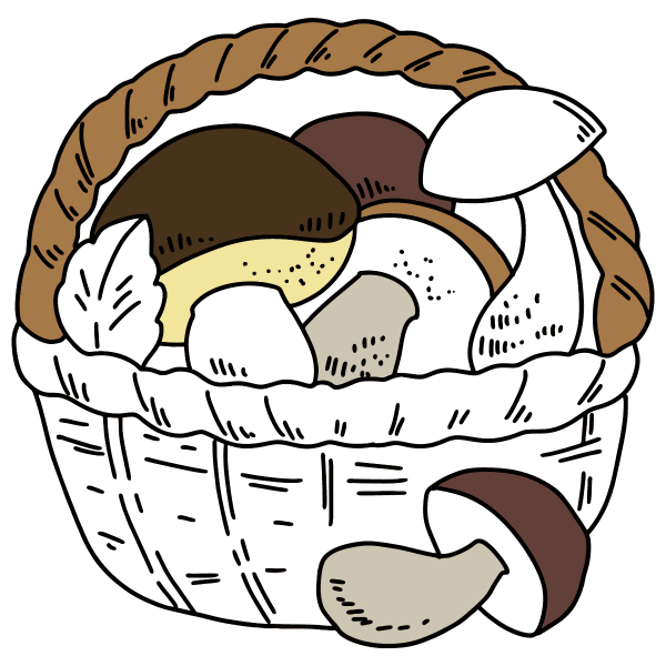 Лукошко с грибами раскраска для детей