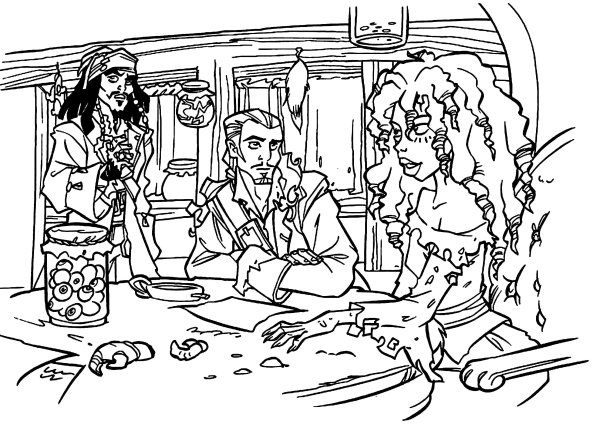 Разукрашка пираты Карибского моря