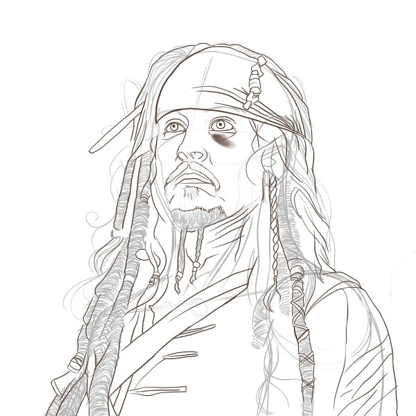 Пираты Карибского моря раскраска Капитан Джек Воробей