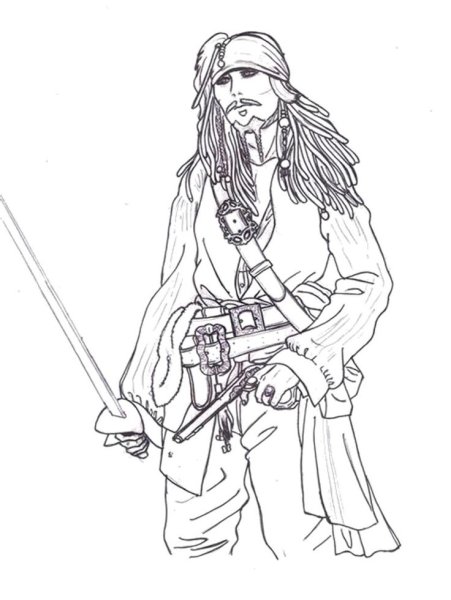 Раскраска пираты Карибского моря Джек Воробей