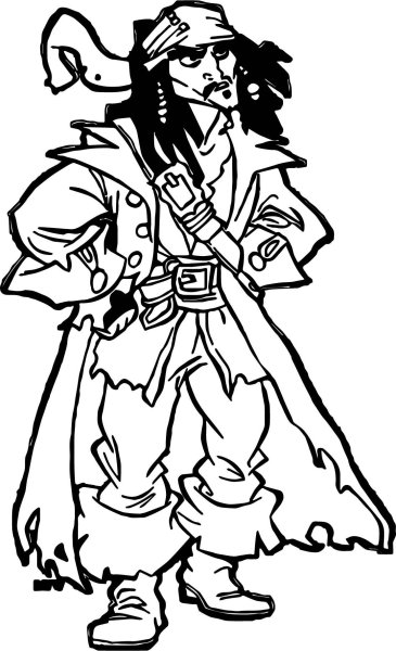 Раскраска пират Джек Воробей