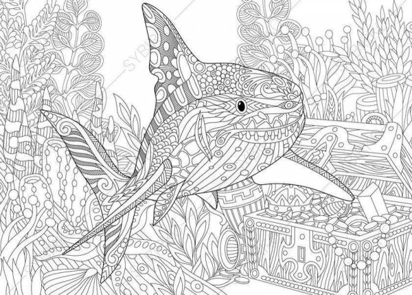 Мандала раскраска подводный мир