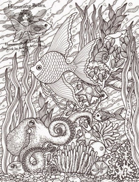 Раскраска антистресс подводный мир