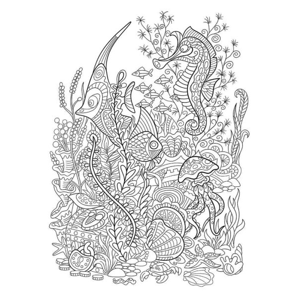 Раскраска антистресс морской мир