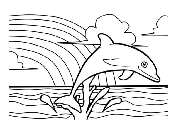 Дельфин раскраска для детей 4-5 лет
