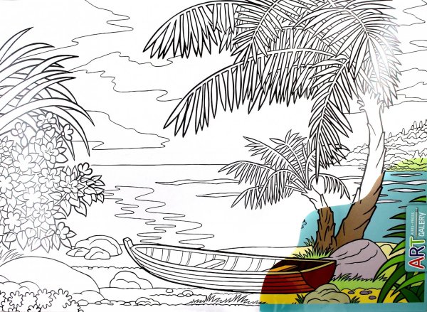 Раскраска пейзаж природы