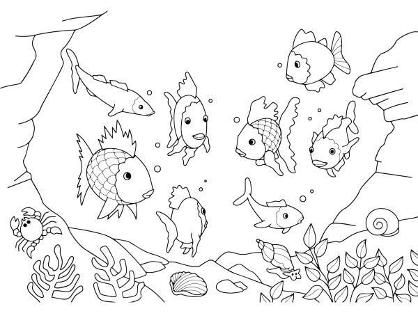 Аквариумные рыбки раскраска