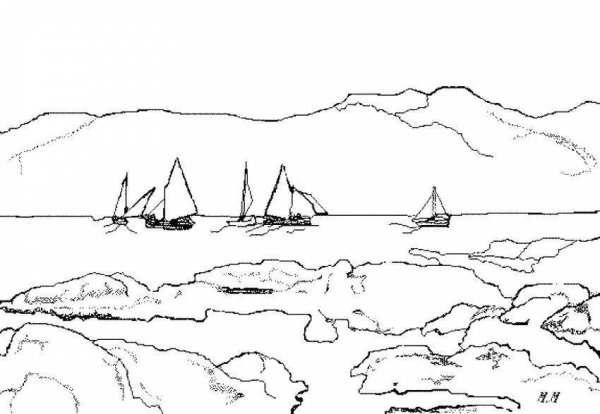 Морской пейзаж раскраска