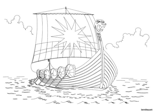 Раскраска парусник в море для детей