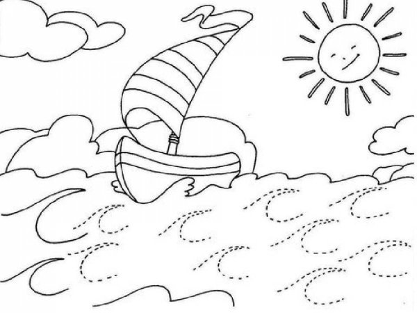 Раскраска море волны