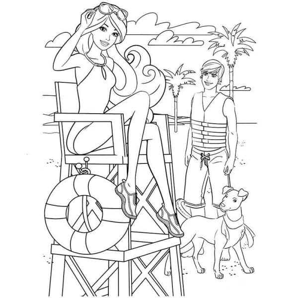 Раскраска Барби и Кен