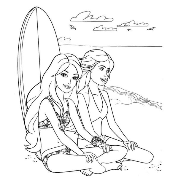 Раскраски Барби с подружками