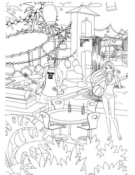 Раскраски Барби сложные