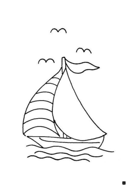 Раскраска кораблик в море