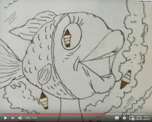 В синем море в белой пене рыба с губами