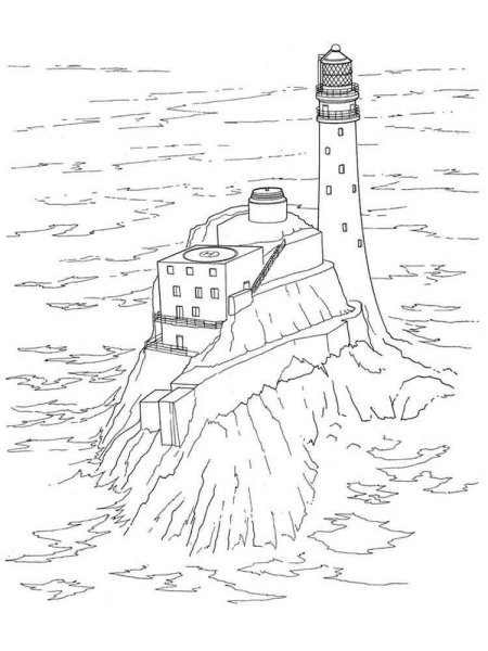 Раскраска Маяк и корабль