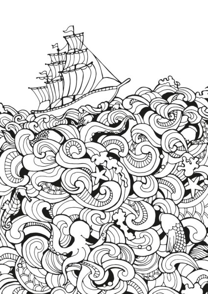 Раскраски морские для взрослых