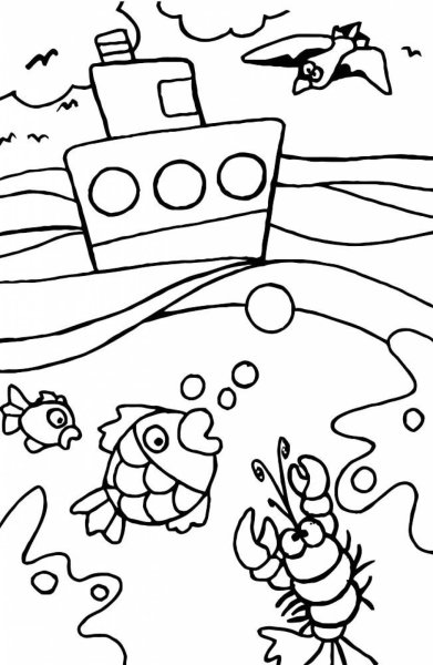 В море. Раскраска