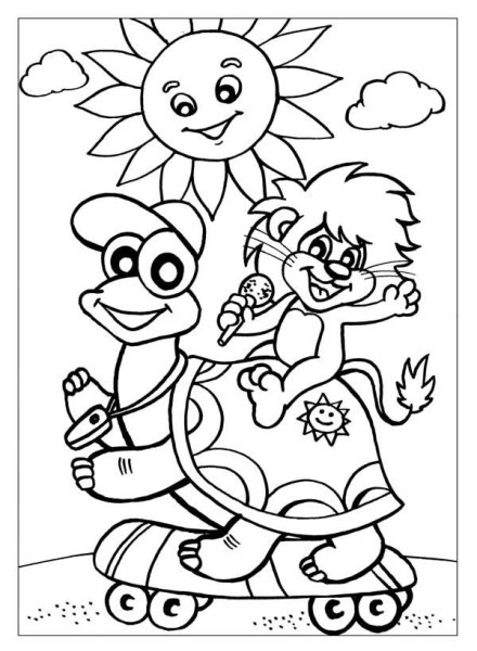 Львенок и черепаха раскраска