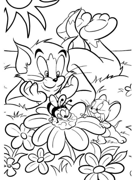 Картинки для раскрашивания том и Джерри