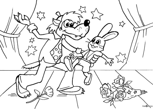 Волк и заяц ну погоди раскраска