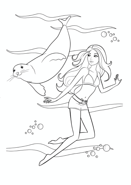 Раскраски Барби приключения Русалочки