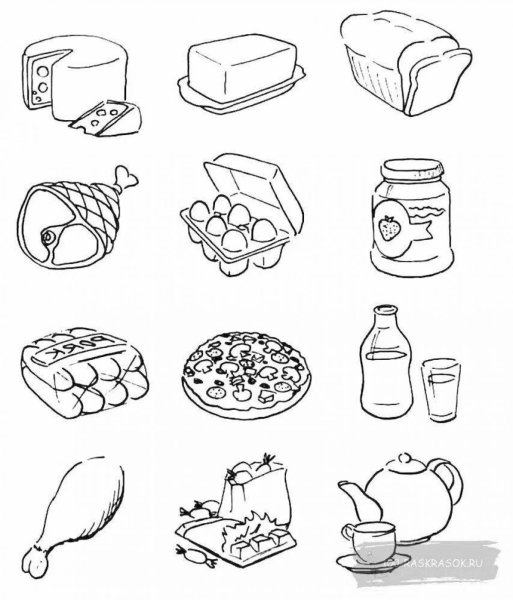 Раскраска продукты питания