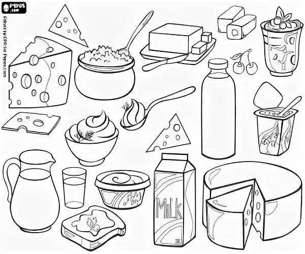 Молочные продукты раскраска