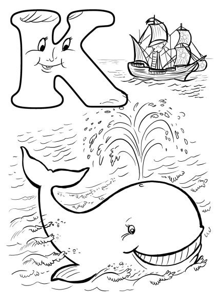 Кит раскраска для детей