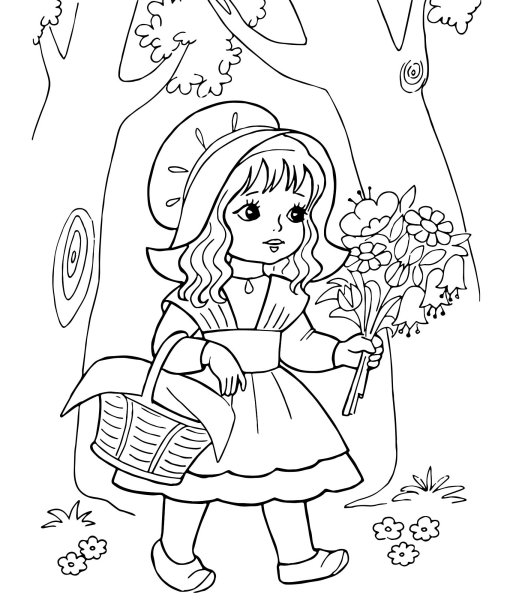 Раскраски для малышей сказка красная шапочка