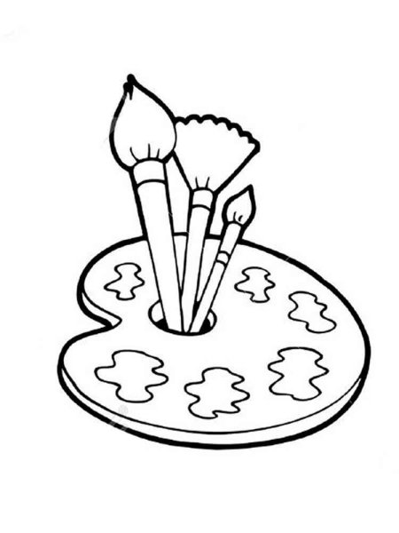 Раскраска краски и кисточка