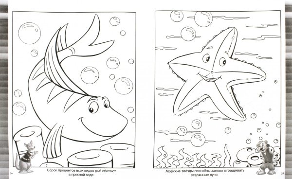 Раскраски морские обитатели морей и океанов для детей