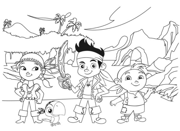 Джек и пираты Нетландии раскраска