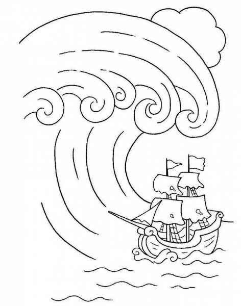 ЦУНАМИ раскраска для детей