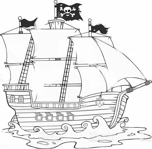 Пиратский корабль рисунок для детей