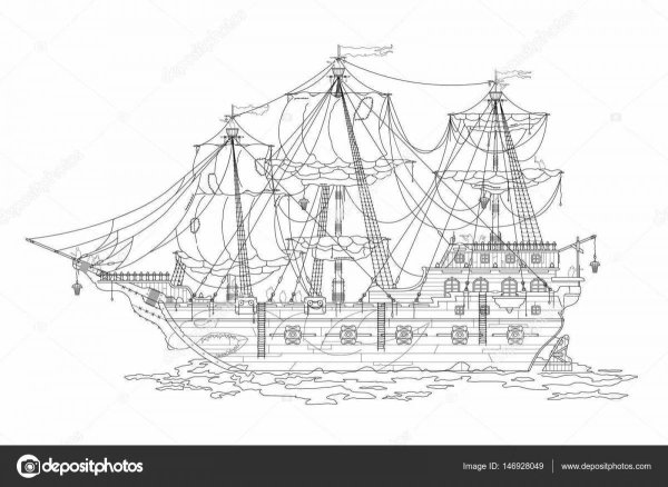 Раскраска пираты Карибского моря черная Жемчужина