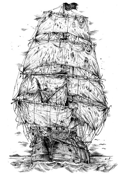 Раскраска пираты Карибского моря черная Жемчужина