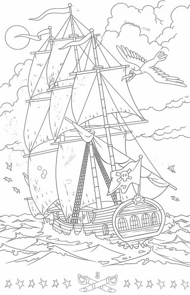 Раскраска черная Жемчужина корабль