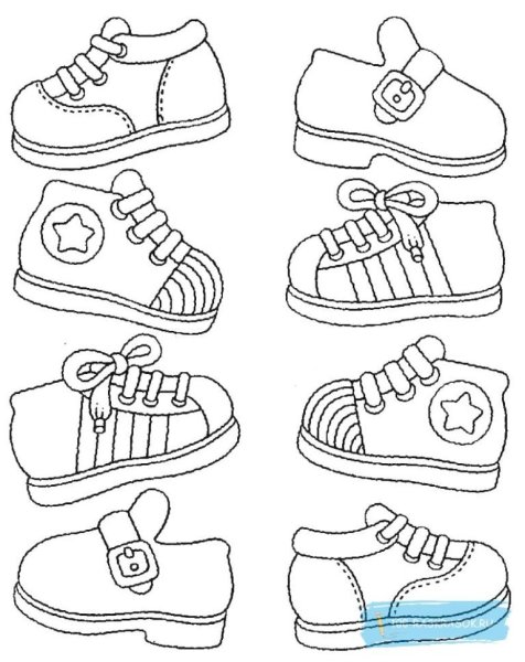 Обувь раскраска для детей