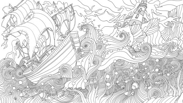 В море. Раскраска