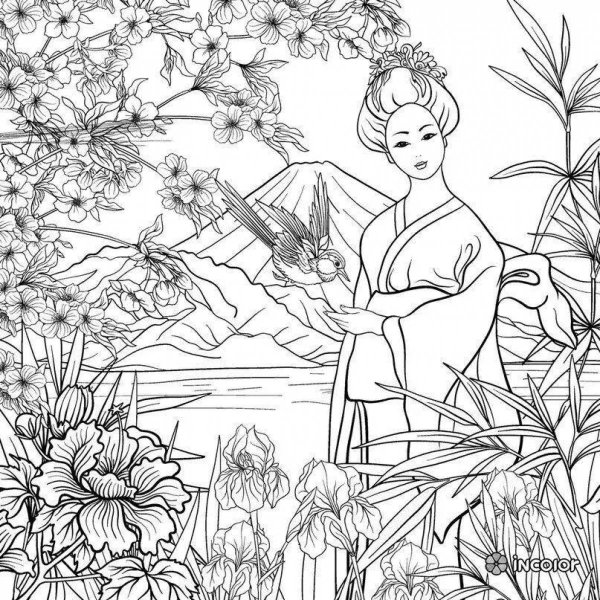 Раскраски Япония природа