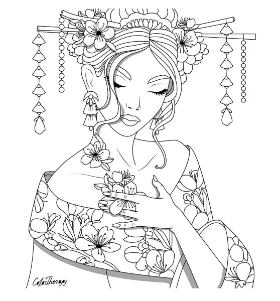 Раскраски японские девушки