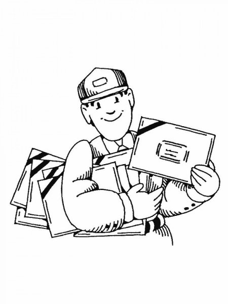 Почтальон раскраска для детей