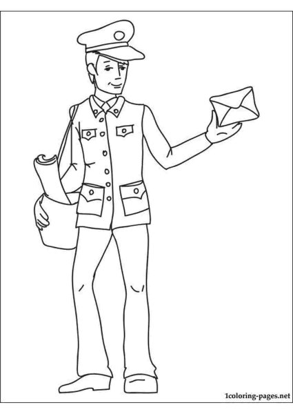 Профессия почтальон раскраска