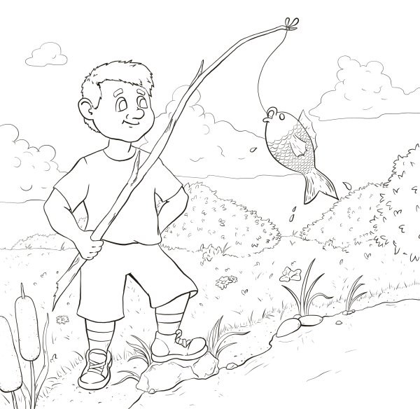 Раскраска рыбалка