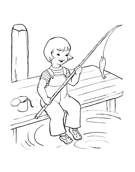 Рыбалка раскраска для детей