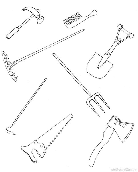 Задание детям орудия труда, инструменты