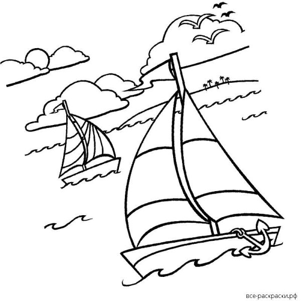 Раскраска пейзаж море
