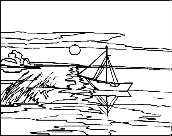 Водный пейзаж раскраска